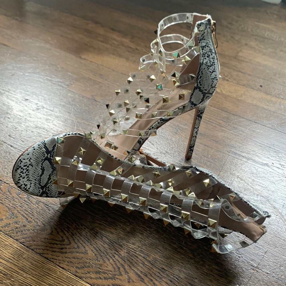 Clear studded heels